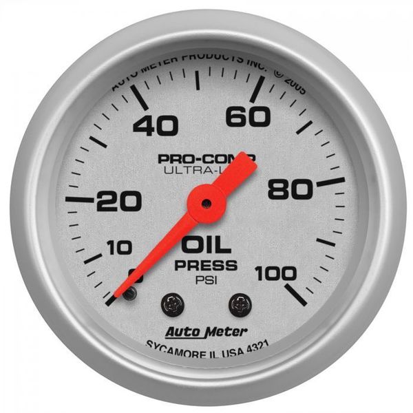 Auto Meter 2IN OIL PRESS, 0-100 PSI, MECH, ULTRA-LITE 4321